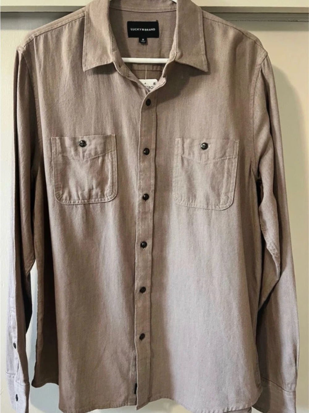 Lucky Brand Men's Button-Down Shirt in Taupe Beige